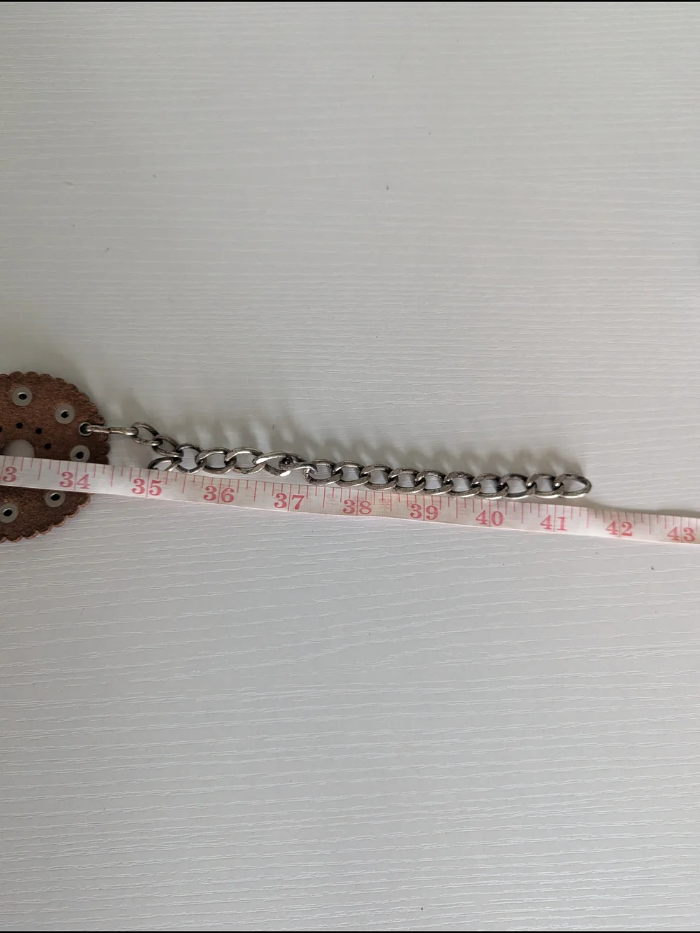 Fossil Brown Suede Cutout Leather Link Belt - Picture 6 of 8